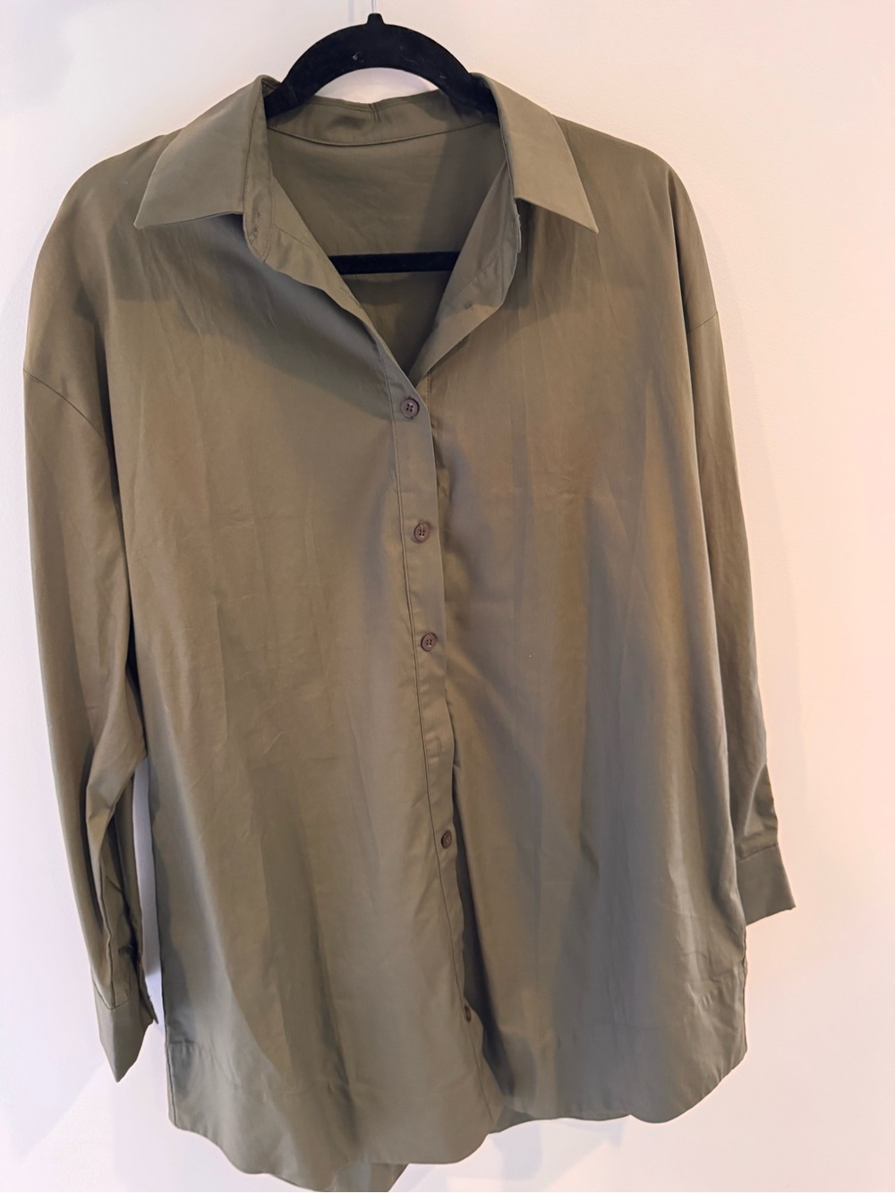 Relaxed Fit Olive Green Men's Button-Up Shirt